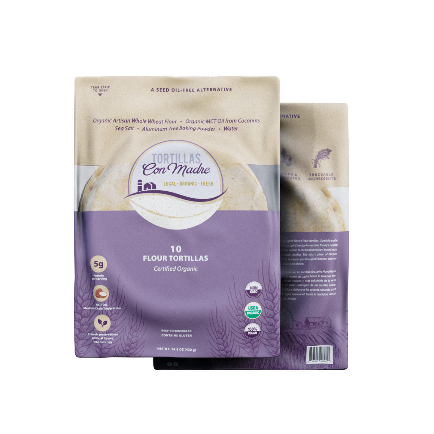 Certified Organic MCT Oil Flour Tortillas (10 ct)