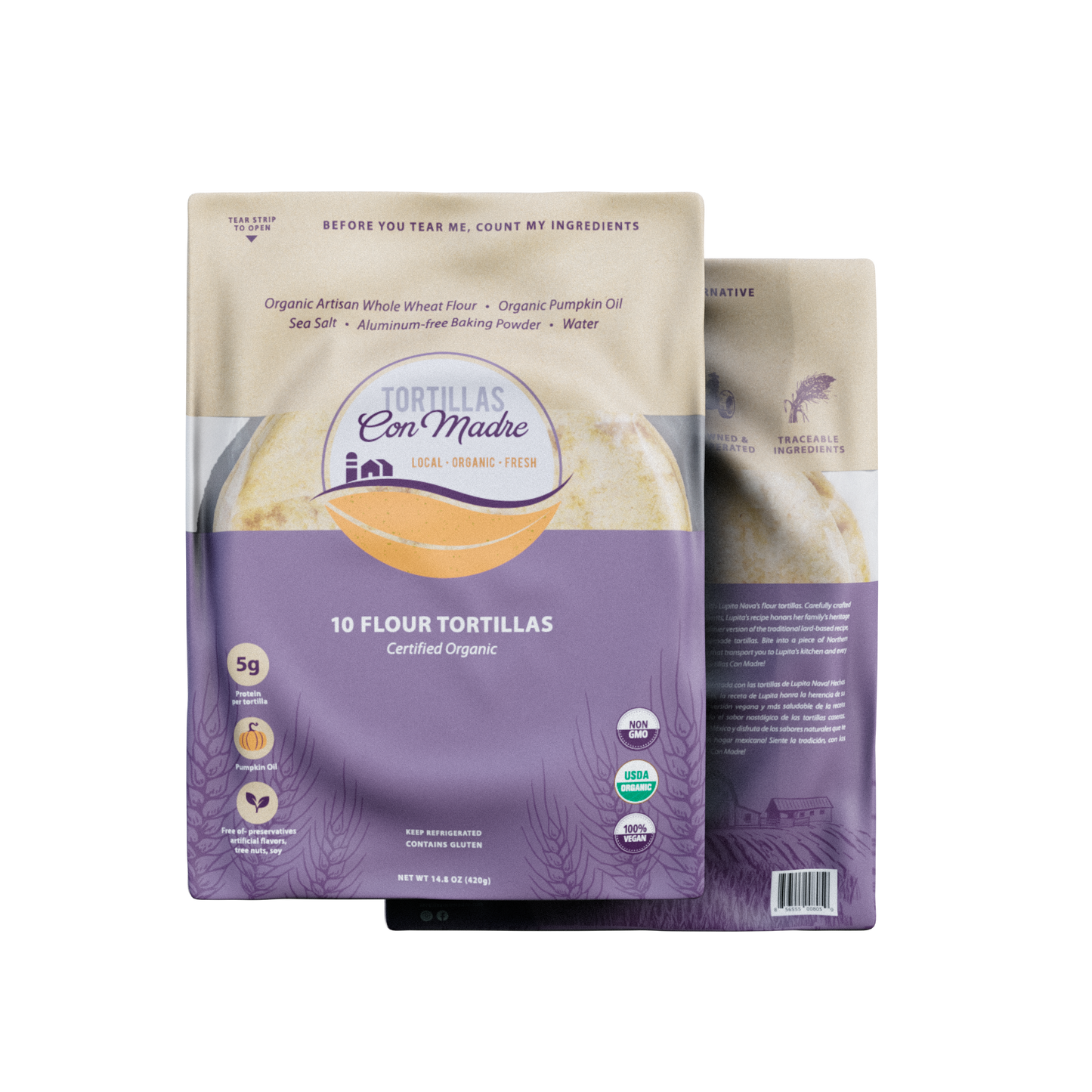 Certified Organic Pumpkin Oil Flour Tortillas (10 ct)