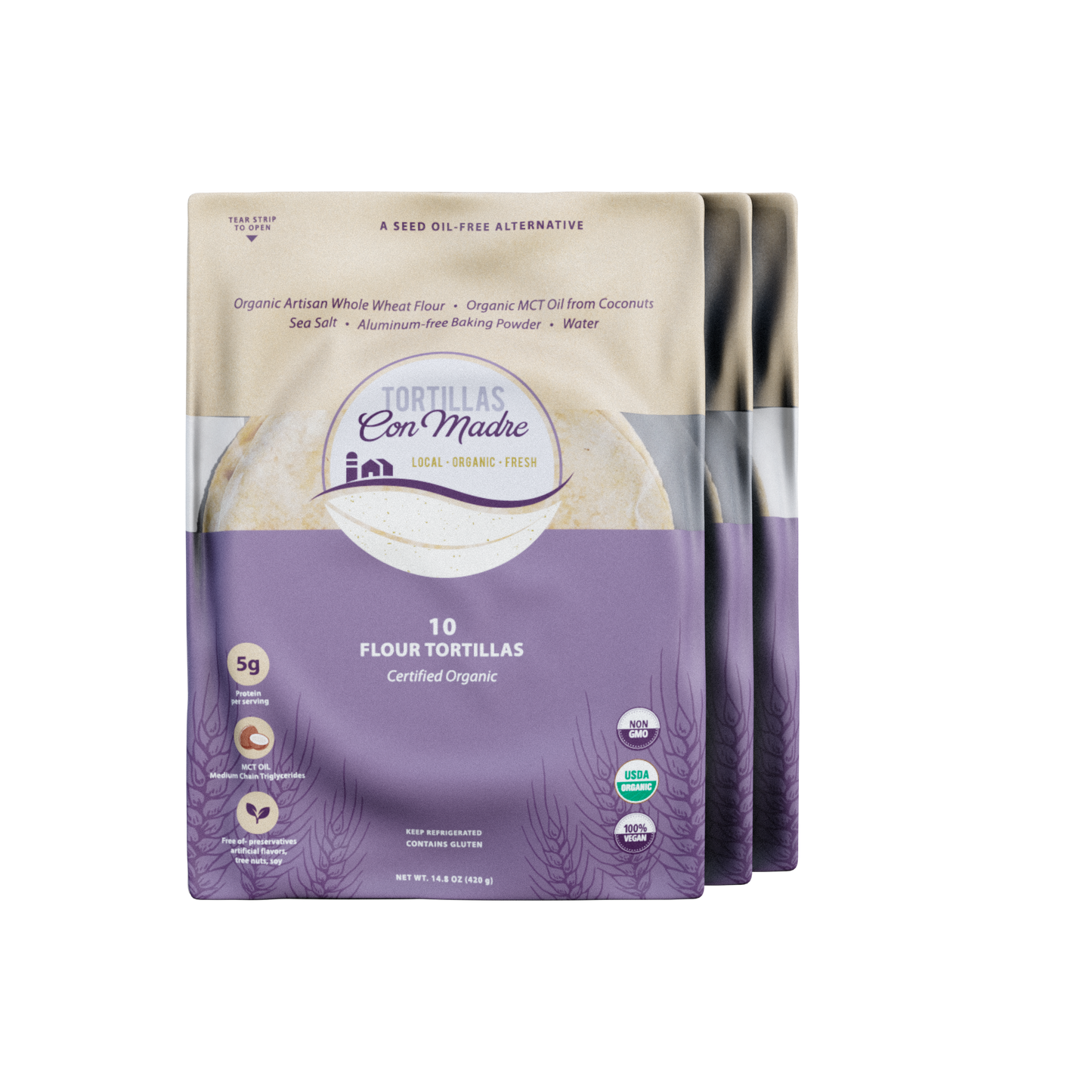 Certified Organic MCT Oil Flour Tortillas (10 ct)