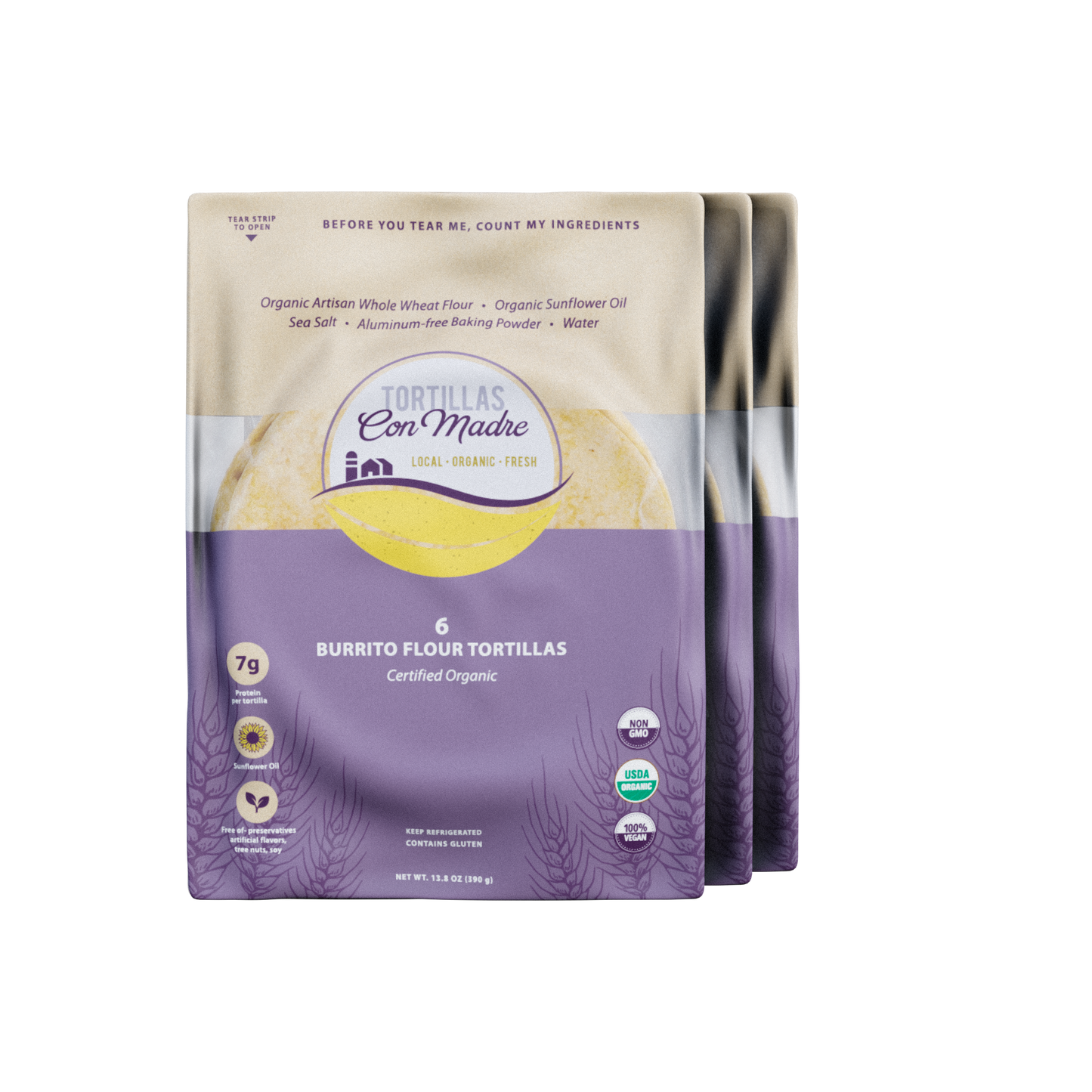 Certified Organic Sunflower Oil Burrito Flour Tortillas (6 ct)