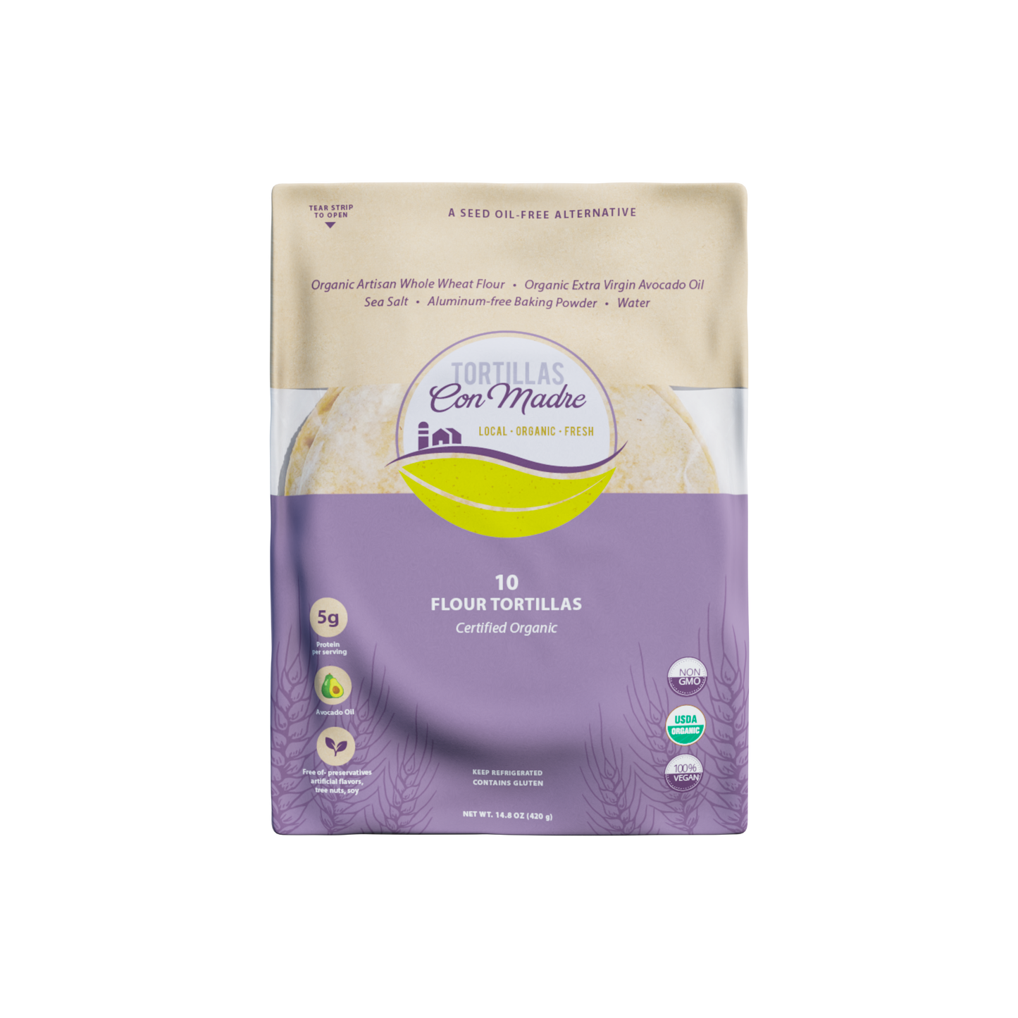 Certified Organic Avocado Oil Flour Tortillas (10 ct)