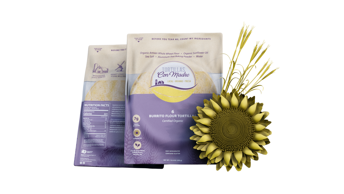 Certified Organic Sunflower Oil Burrito Flour Tortillas (6 ct)